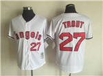 Los Angeles Angels #27 Mike Trout Throwback White Jersey