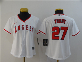 Los Angeles Angels #27 Mike Trout Women's White Cool Base Jersey