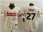 Los Angeles Angels #27 Mike Trout Youth Cream 2022 City Connect Jersey