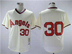 Los Angeles Angels #30 Nolan Ryan 1973 Throwback Cream Jersey