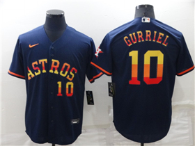 Houston Astros #10 Yuli Gurriel Navy/Rainbow Cool Base Jersey