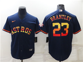 Houston Astros #23 Michael Brantley Navy/Rainbow Cool Base Jersey