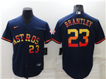 Houston Astros #23 Michael Brantley Navy/Rainbow Cool Base Jersey