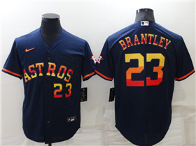 Houston Astros #23 Michael Brantley Navy/Rainbow Cool Base Jersey