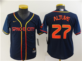 Houston Astros #27 Jose Altuve Youth 2022 Navy City Connect Cool Base Jersey