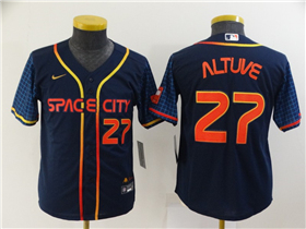 Houston Astros #27 Jose Altuve Youth 2022 Navy City Connect Cool Base Jersey