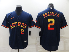 Houston Astros #2 Alex Bregman Navy/Rainbow Cool Base Jersey