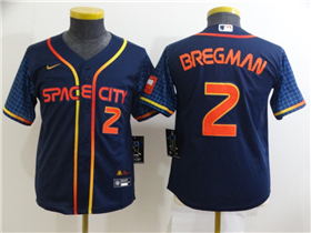 Houston Astros #2 Alex Bregman Youth 2022 Navy City Connect Cool Base Jersey