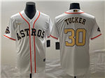 Houston Astros #30 Kyle Tucker White/Gold 2023 Gold Collection Jersey