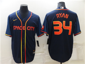 Houston Astros #34 Nolan Ryan 2022 Navy City Connect Cool Base Jersey