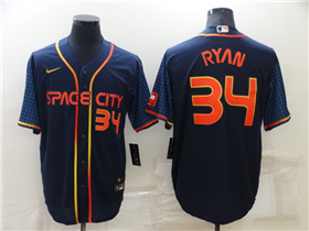 Houston Astros #34 Nolan Ryan 2022 Navy City Connect Cool Base Jersey