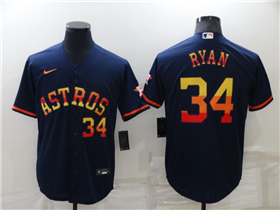 Houston Astros #34 Nolan Ryan Navy/Rainbow Cool Base Jersey