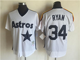 Houston Astros #34 Nolan Ryan Throwback White Pullover Jersey