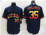 Houston Astros #35 Justin Verlander Navy/Rainbow Cool Base Jersey