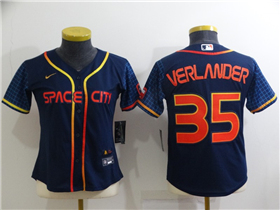 Houston Astros #35 Justin Verlander Women's 2022 Navy City Connect Cool Base Jersey