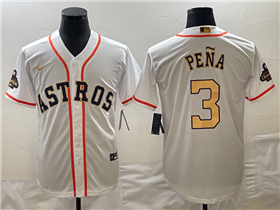 Houston Astros #3 Jeremy Pena White/Gold 2023 Gold Collection Jersey