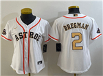 Houston Astros #2 Alex Bregman Women's White/Gold 2023 Gold Collection Jersey