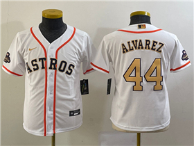 Houston Astros #44 Yordan Álvarez Youth White/Gold 2023 Gold Collection Jersey