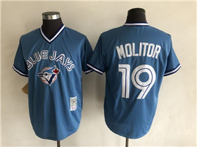 Toronto Blue Jays #19 Paul Molitor Throwback Light Blue Pullover Jersey