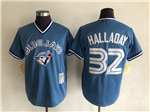 Toronto Blue Jays #32 Roy Halladay Throwback Light Blue Pullover Jersey