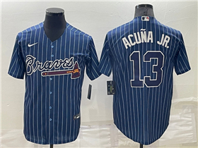 Atlanta Braves #13 Ronald Acuna Jr. Blue Pinstripe Cool Base Jersey