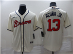 Atlanta Braves #13 Ronald Acuna Jr. Cream Cool Base Jersey