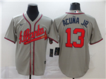 Atlanta Braves #13 Ronald Acuna Jr. Gray Cool Base Jersey