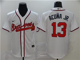 Atlanta Braves #13 Ronald Acuna Jr. White Cool Base Jersey