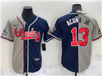 Atlanta Braves #13 Ronald Acuna Jr. Split Navy/Gray 1995/2021 World Series Champion Jersey