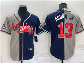 Atlanta Braves #13 Ronald Acuna Jr. Split Navy/Gray 1995/2021 World Series Champion Jersey