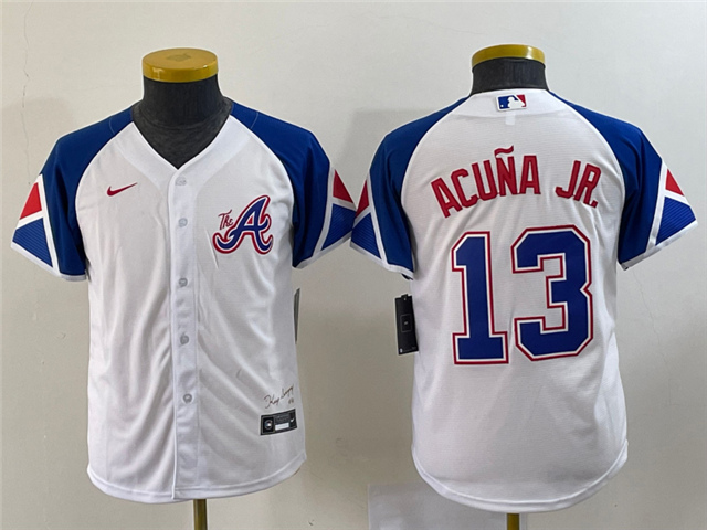 Atlanta Braves #13 Ronald Acuna Jr. Youth White 2023 City Connect ...