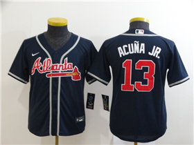 Atlanta Braves #13 Ronald Acuna Jr. Youth Navy Cool Base Jersey