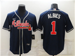 Atlanta Braves #1 Ozzie Albies Navy Cool Base Jersey