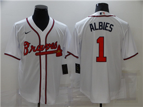 Atlanta Braves #1 Ozzie Albies White Cool Base Jersey