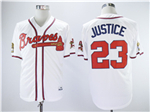 Atlanta Braves #23 David Justice 1995 White Throwback Jersey