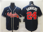 Atlanta Braves #24 Deion Sanders Navy Cool Base Jersey