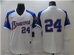 Atlanta Braves #24 Deion Sanders Vintate White Jersey