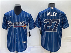 Atlanta Braves #27 Austin Riley Blue Pinstripe Cool Base Jersey