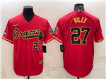 Atlanta Braves #27 Austin Riley Red Gold 2021 World Series Champions/150th Anniversary Jersey