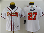 Atlanta Braves #27 Austin Riley Women's White 2022 Gold Program Cool Base Jersey