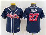 Atlanta Braves #27 Austin Riley Youth Navy Cool Base Jersey