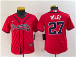 Atlanta Braves #27 Austin Riley Youth Red Cool Base Jersey