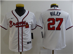 Atlanta Braves #27 Austin Riley Youth White Cool Base Jersey