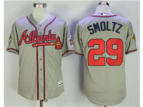 Atlanta Braves #29 John Smoltz 1995 Gray Throwback Jersey