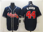 Atlanta Braves #44 Hank Aaron Navy Cool Base Jersey