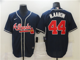 Atlanta Braves #44 Hank Aaron Navy Cool Base Jersey