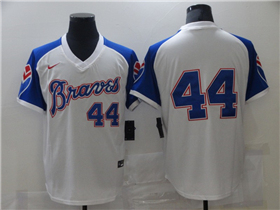 Atlanta Braves #44 Hank Aaron Vintate White Jersey