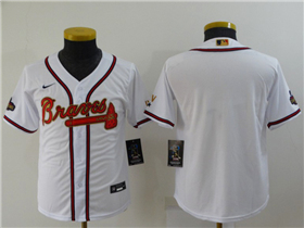 Atlanta Braves Youth White 2022 Gold Program Cool Base Team Jersey