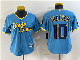 Milwaukee Brewers #10 Sal Frelick Women's Powder Blue 2022 City Connect Jersey