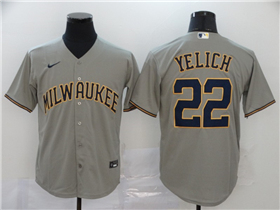 Milwaukee Brewers #22 Christian Yelich Gray Cool Base Jersey